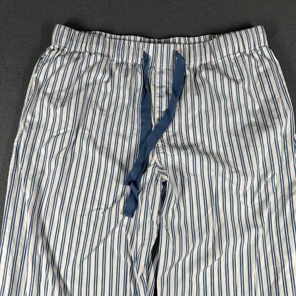 Lake L Poplin Chloe Pajama Set Seaport Shoreline Stripe Blue White 2 Pc Cotton - Picture 11 of 15